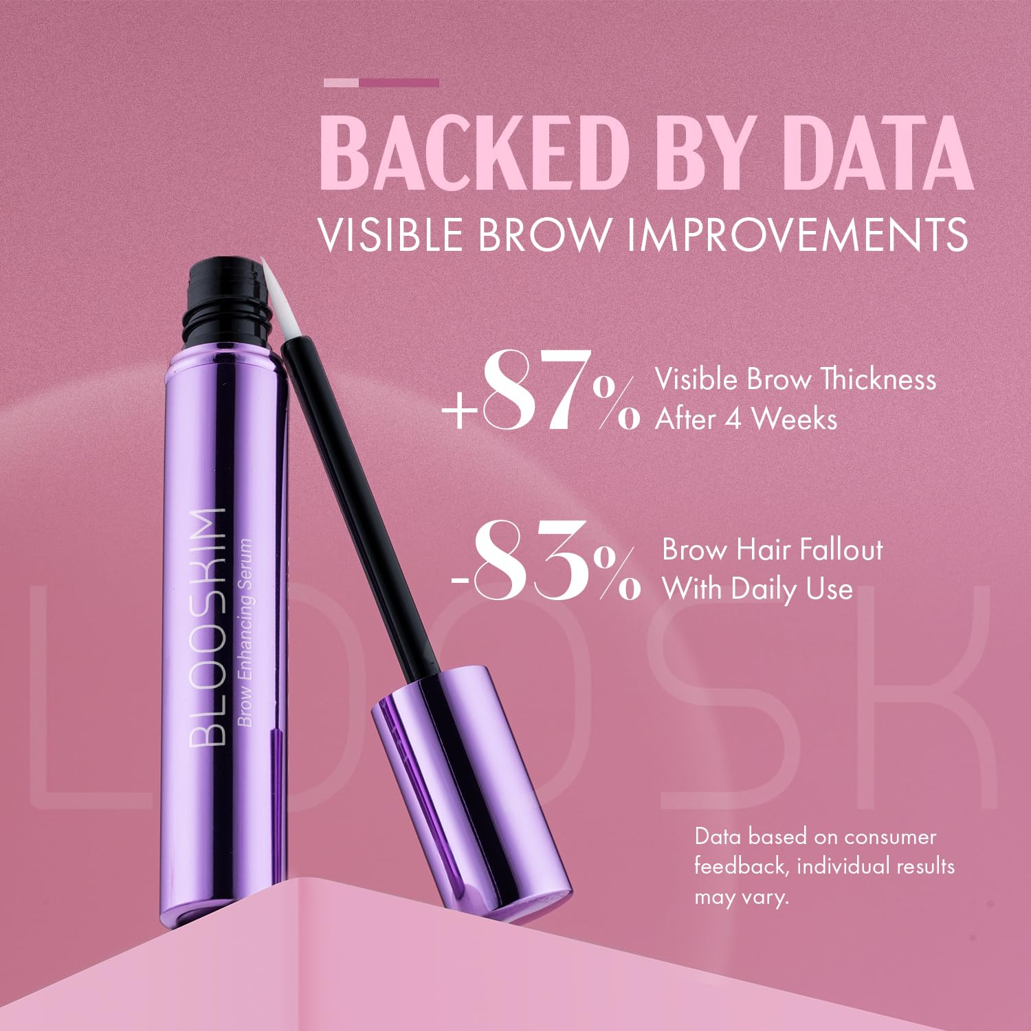 Blooskim eyebrow serum with precision brush for easy morning application
