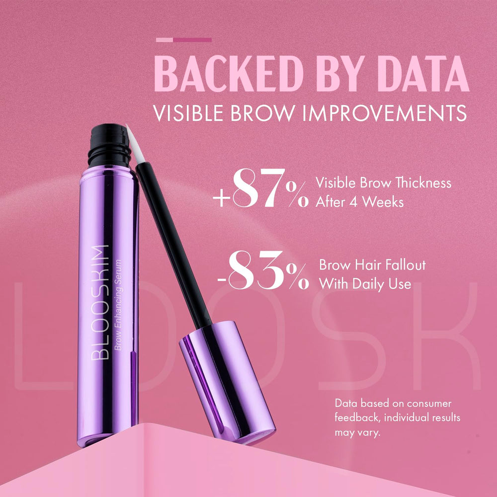 Blooskim eyebrow serum with precision brush for easy morning application
