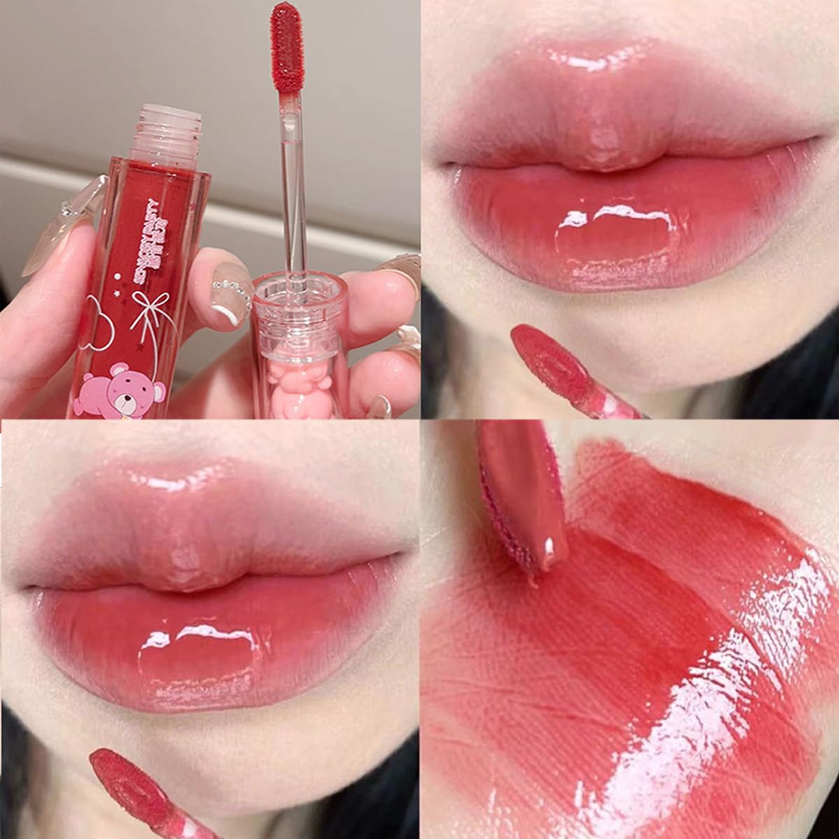 Blopuivo jelly lip gloss applicator closeup for precise color