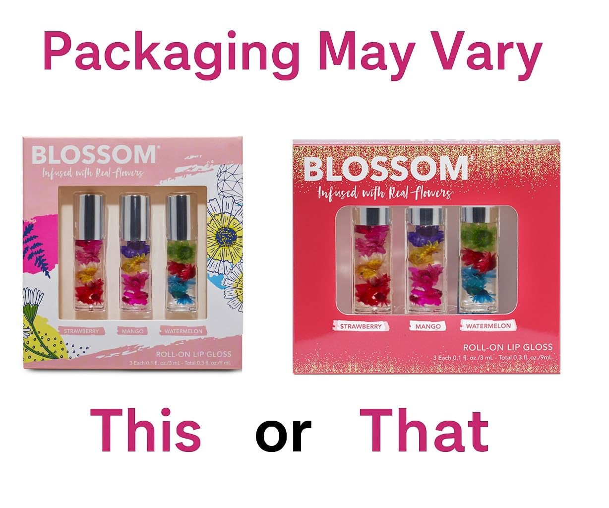 Blossom 3-pack mini gift set ideal for gifting and daily lip glow.
