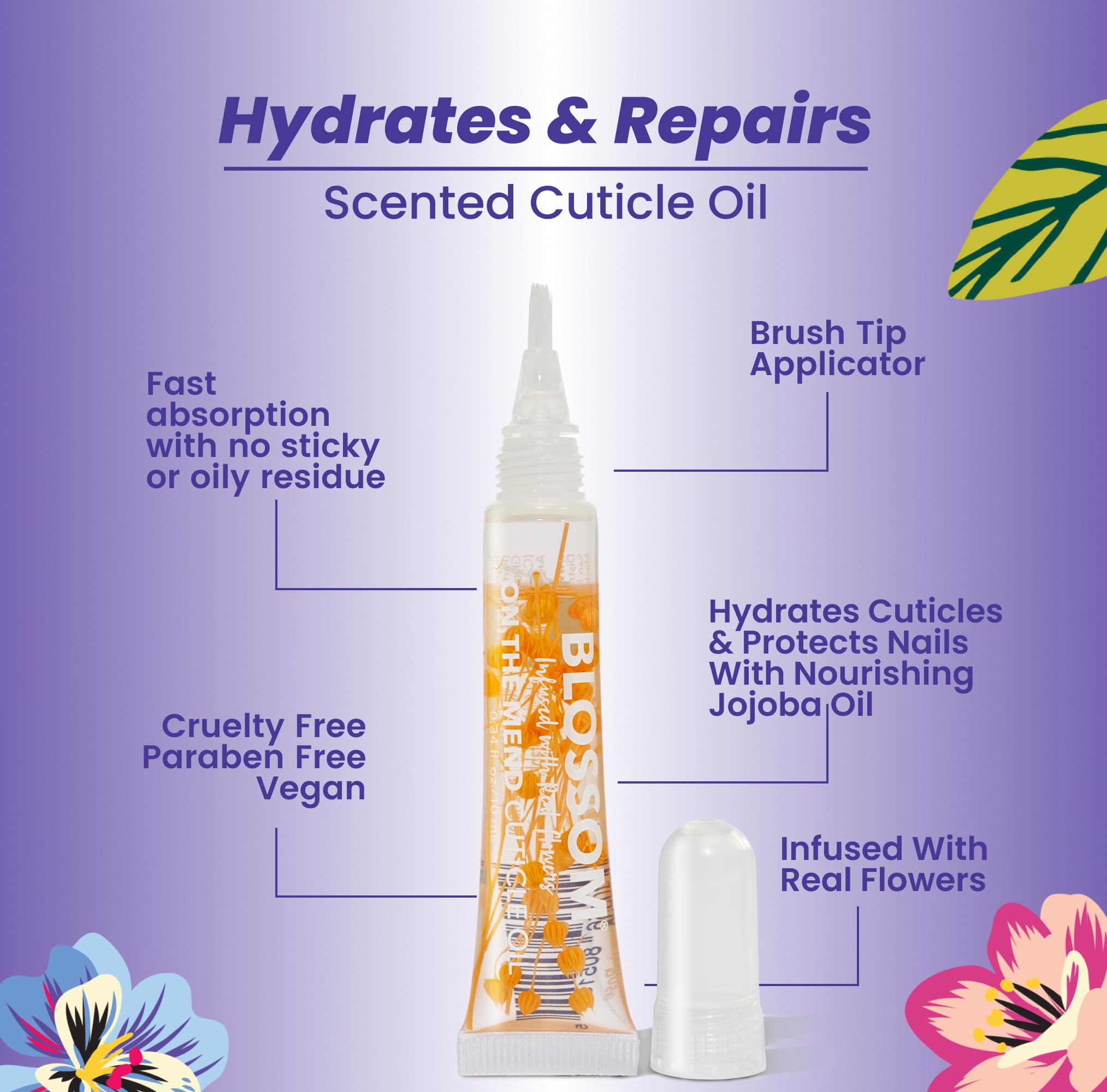 Blossom Cuticle Oil Pen compact, travel-friendly packaging fits in a purse