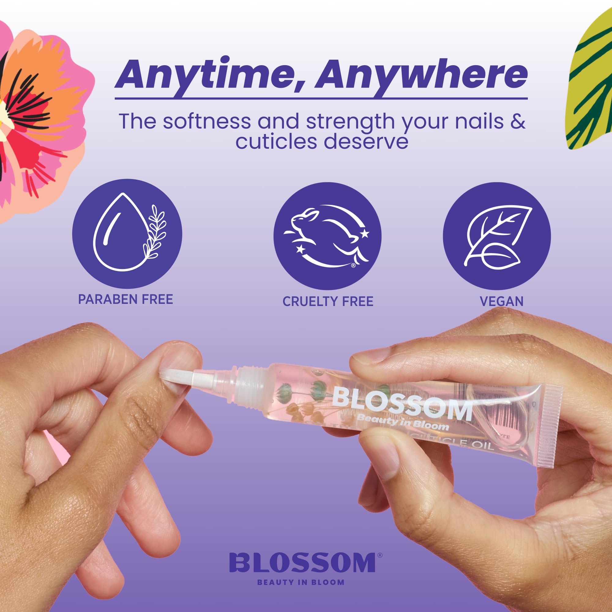Blossom Cuticle Oil Pen brush-tip for precise, quick absorption