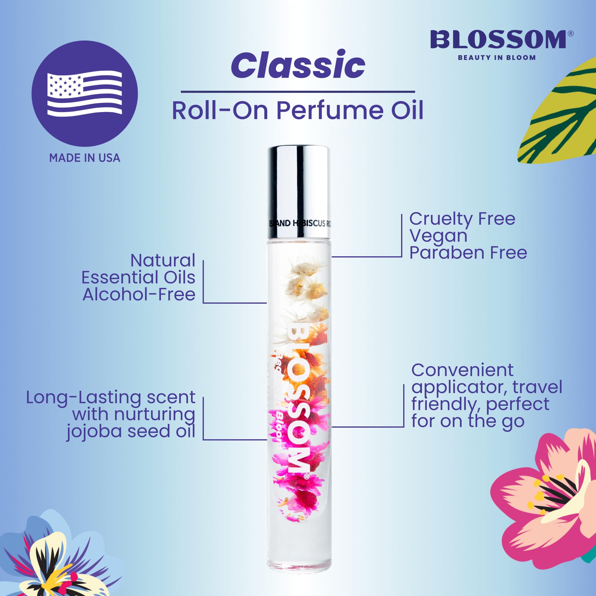 Blossom Island Hibiscus features real dried flowers infused for natural aroma