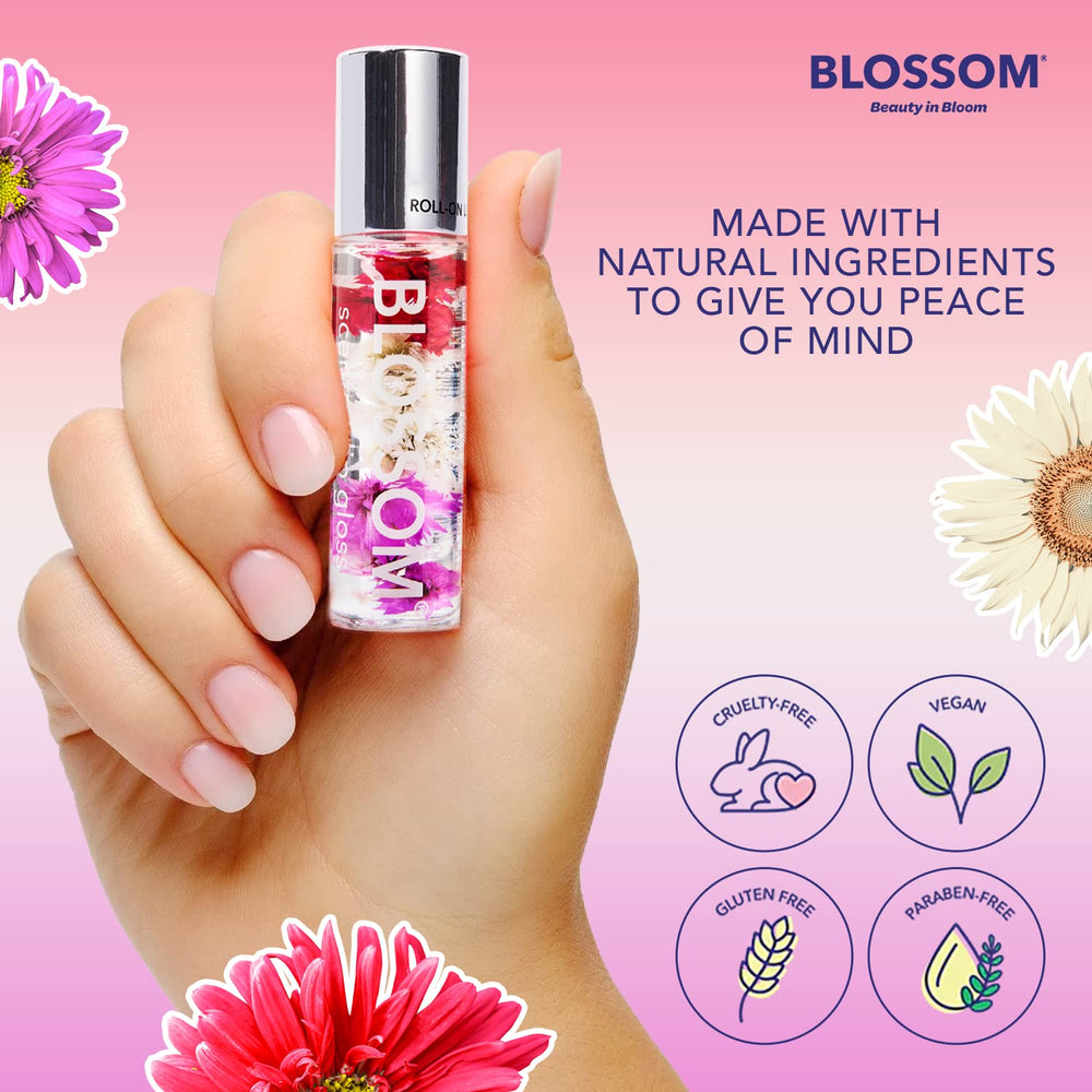 Blossom Roll-On Lip Gloss clear-high-shine-application offers non-sticky glide