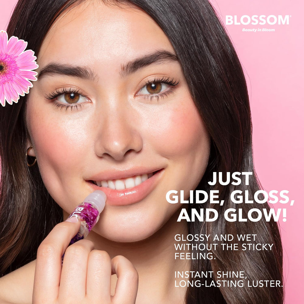 Blossom Roll-On Lip Gloss non-sticky-glide provides comfortable, easy wear