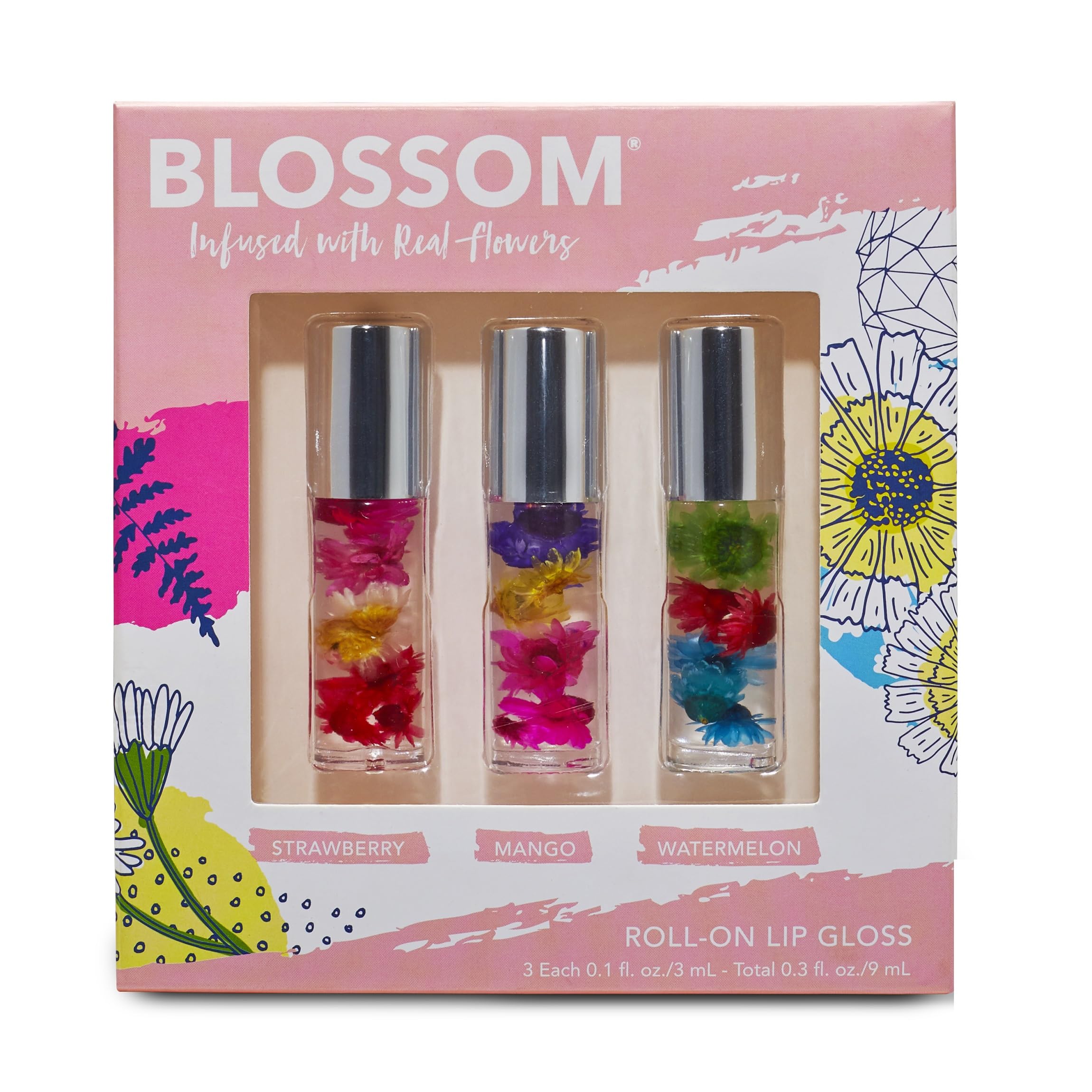 Blossom Roll-On Lip Gloss Strawberry Mini Pack showcases fruity shine for on-the-go lips.
