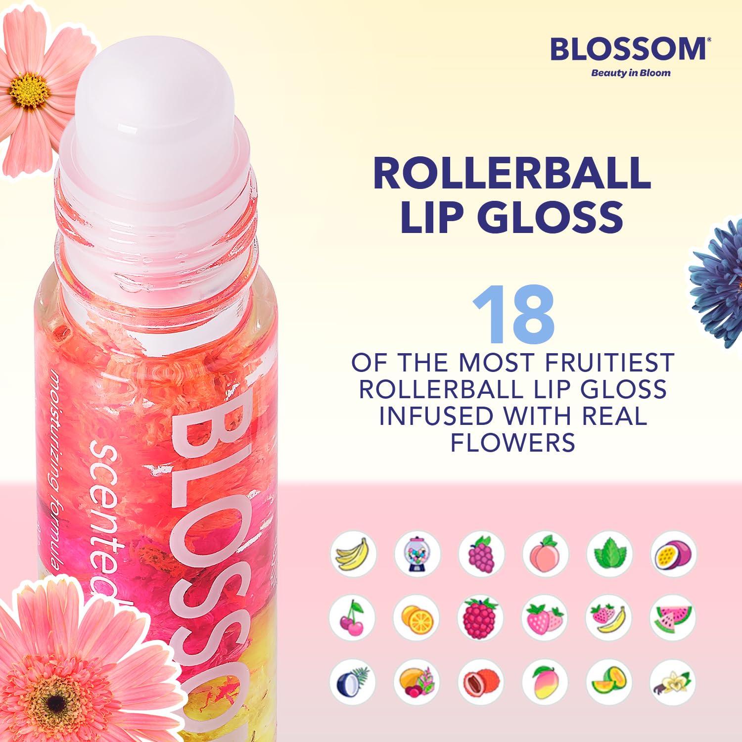 Blossom Roll-On Lip Gloss Watermelon Mini Pack delivers non-sticky hydration and glow.