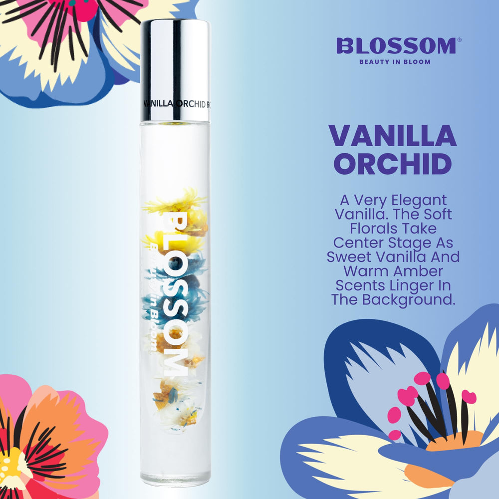 Blossom Vanilla Orchid rollerball in use demonstrates easy pulse-point application