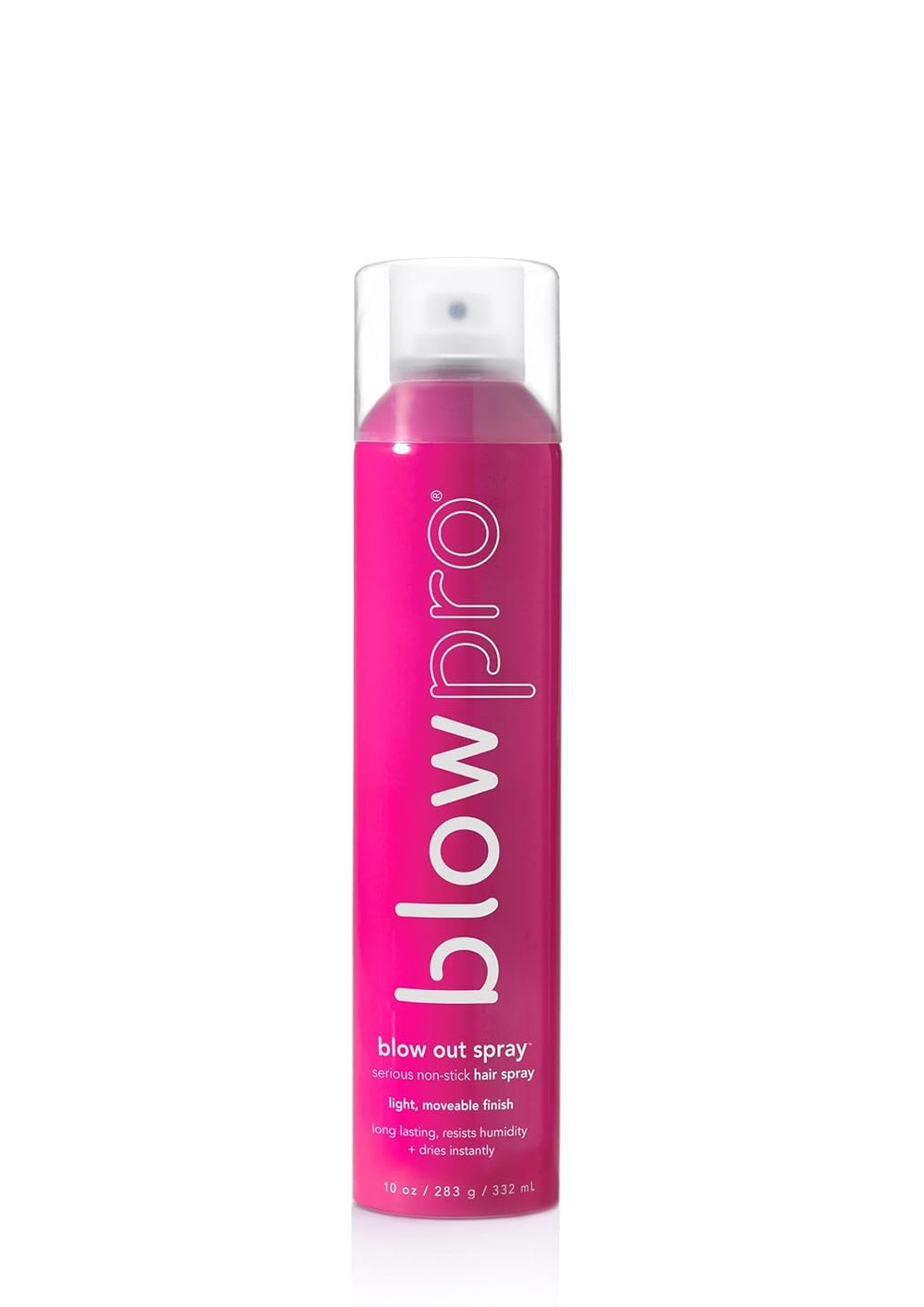 BlowPro Blow Out Serious non-stick hairspray bottle with fine mist for moveable hold.