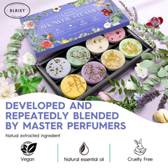 BLRIET shower steamers in a cozy bathroom scene promote spa-like relaxation.