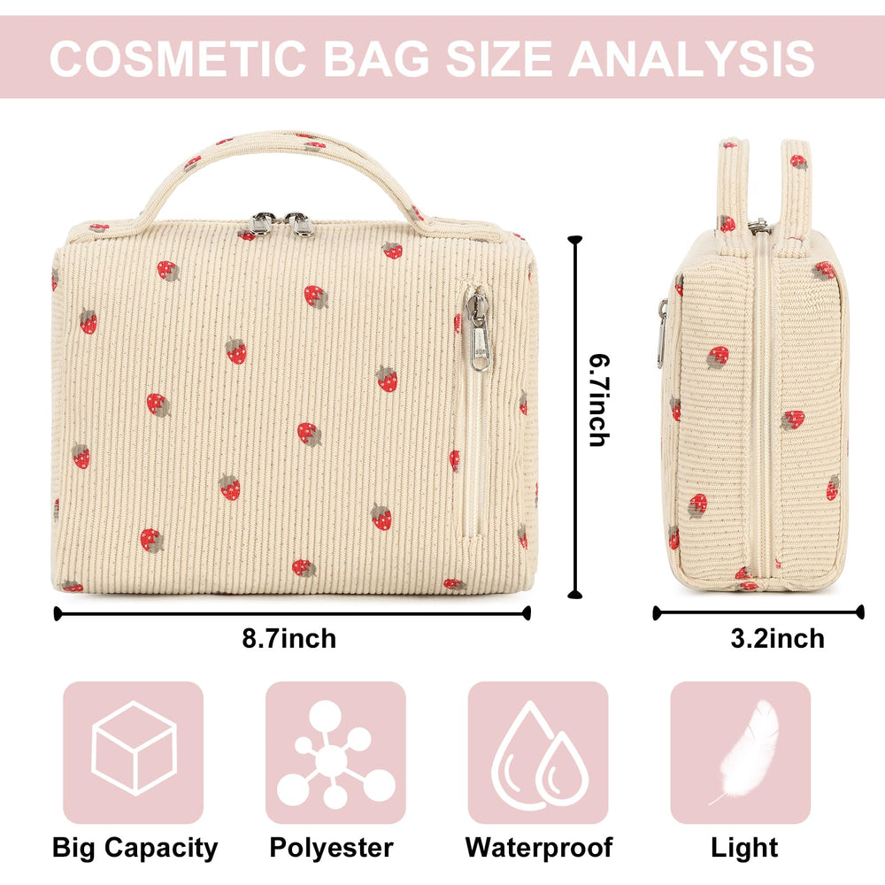 Bluboon makeup bag side gusset detail enabling compact packing and secure items