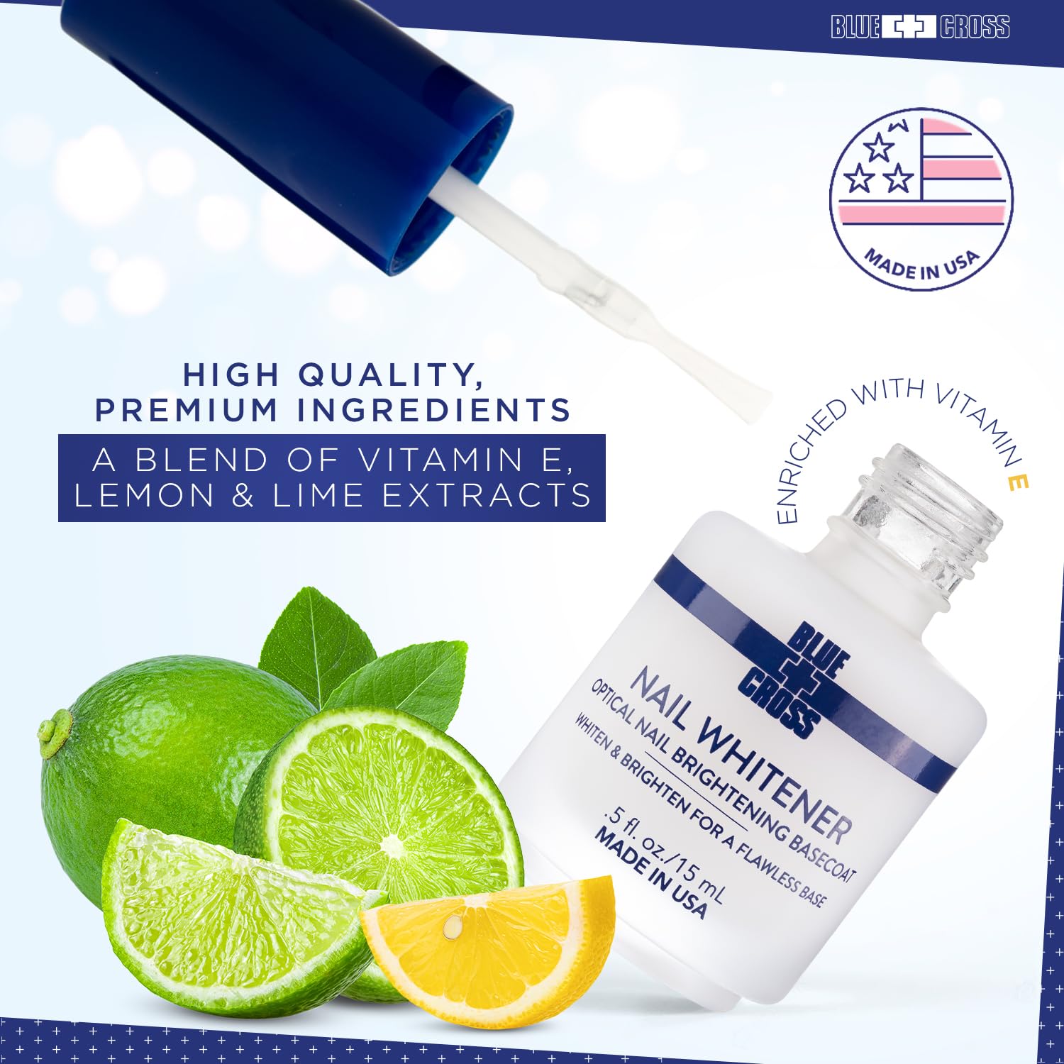 Blue Cross brightening basecoat application highlighting smooth base for polish.