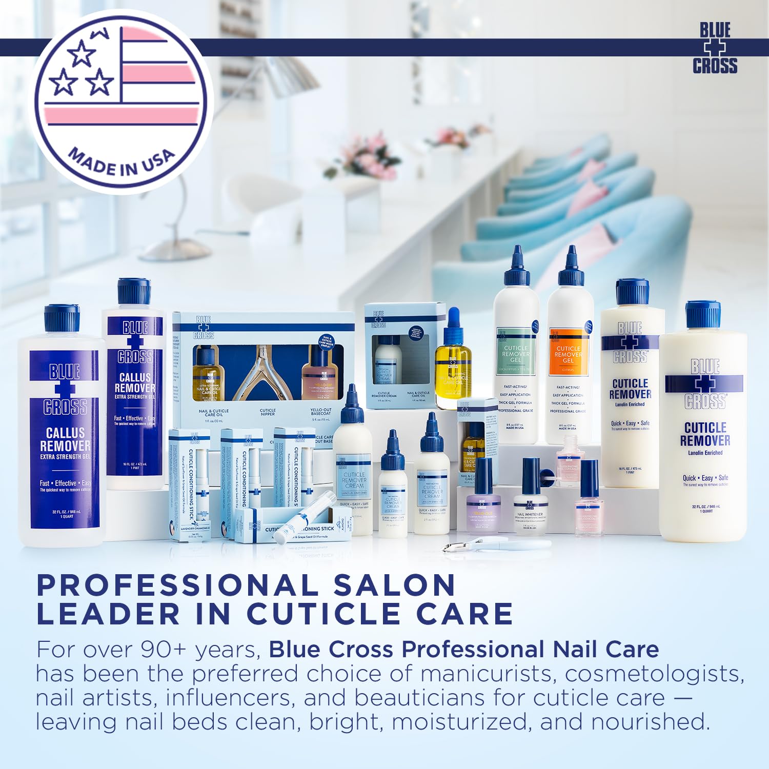 Blue Cross Cuticle Nipper in a salon setting for professional-grade nail care