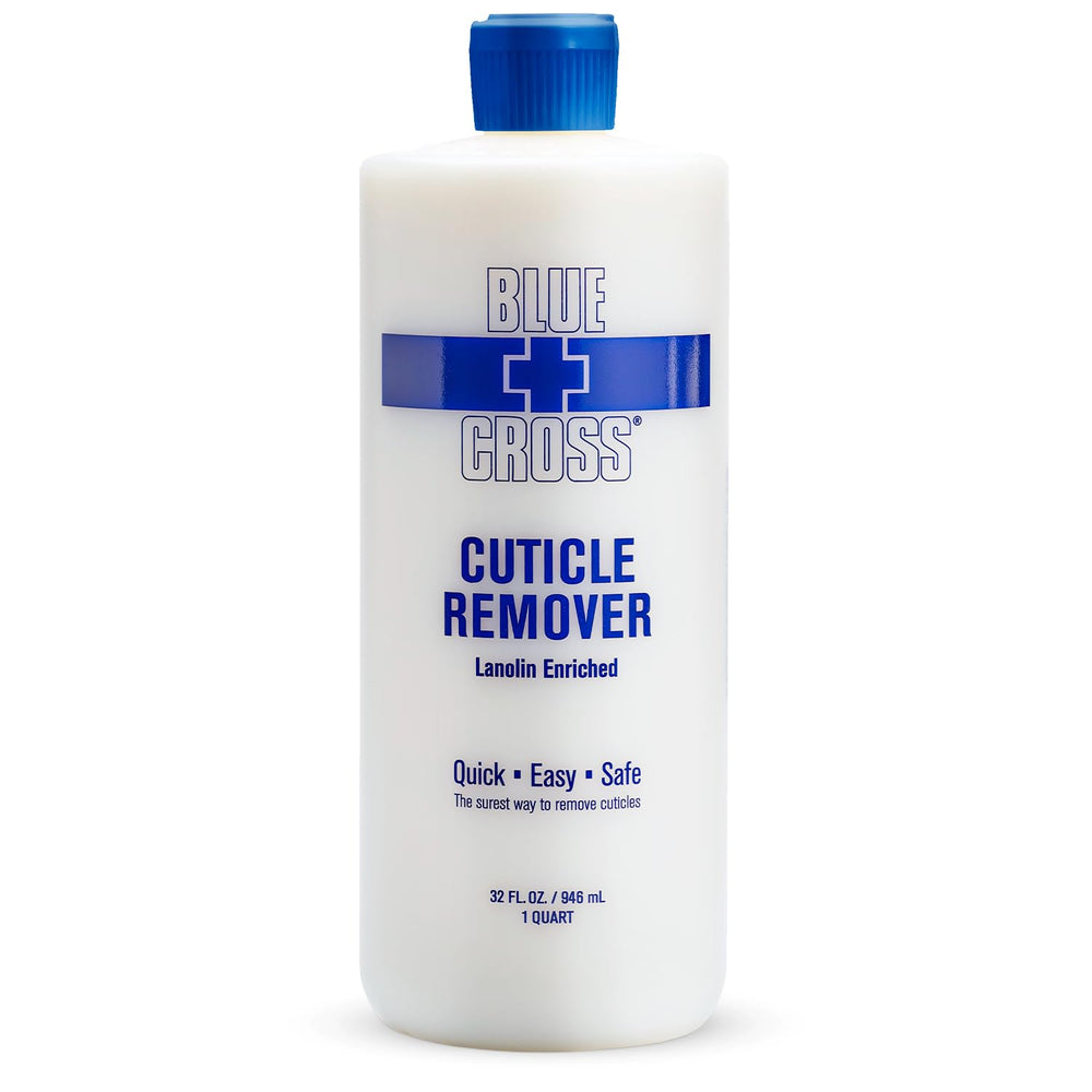 Blue Cross cuticle remover bottle for salon-grade nail prep