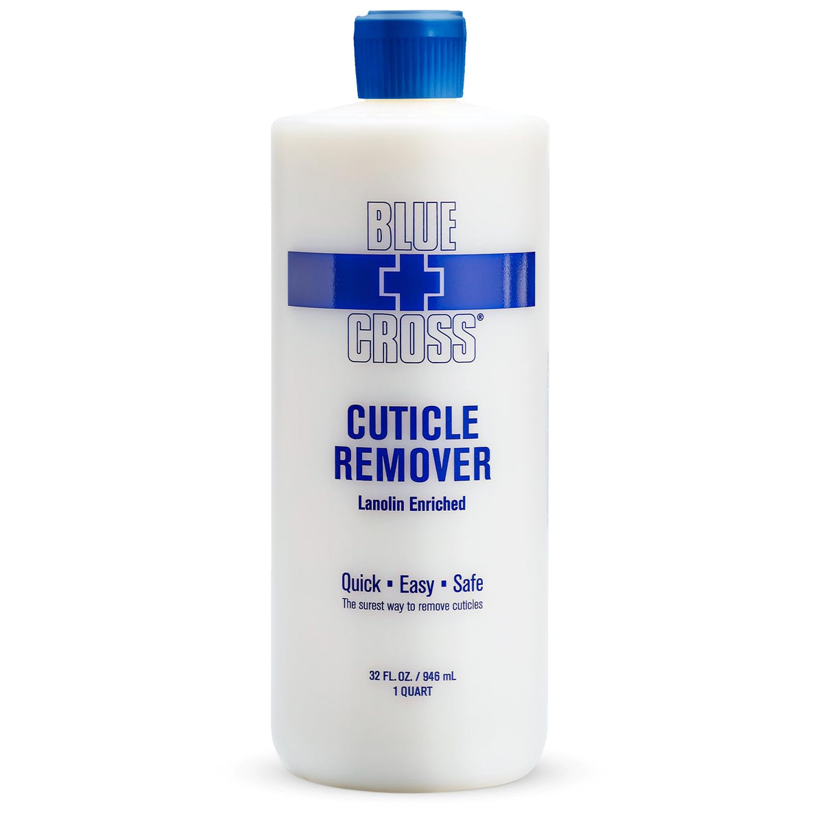 Blue Cross cuticle remover bottle for salon-grade nail prep
