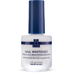 Blue Cross Nail Whitener bottle close-up shows brightening formula for brighter nails.