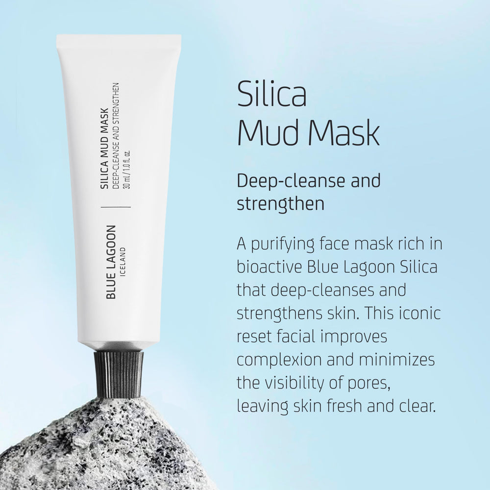 Blue Lagoon silica mud mask being applied for barrier support