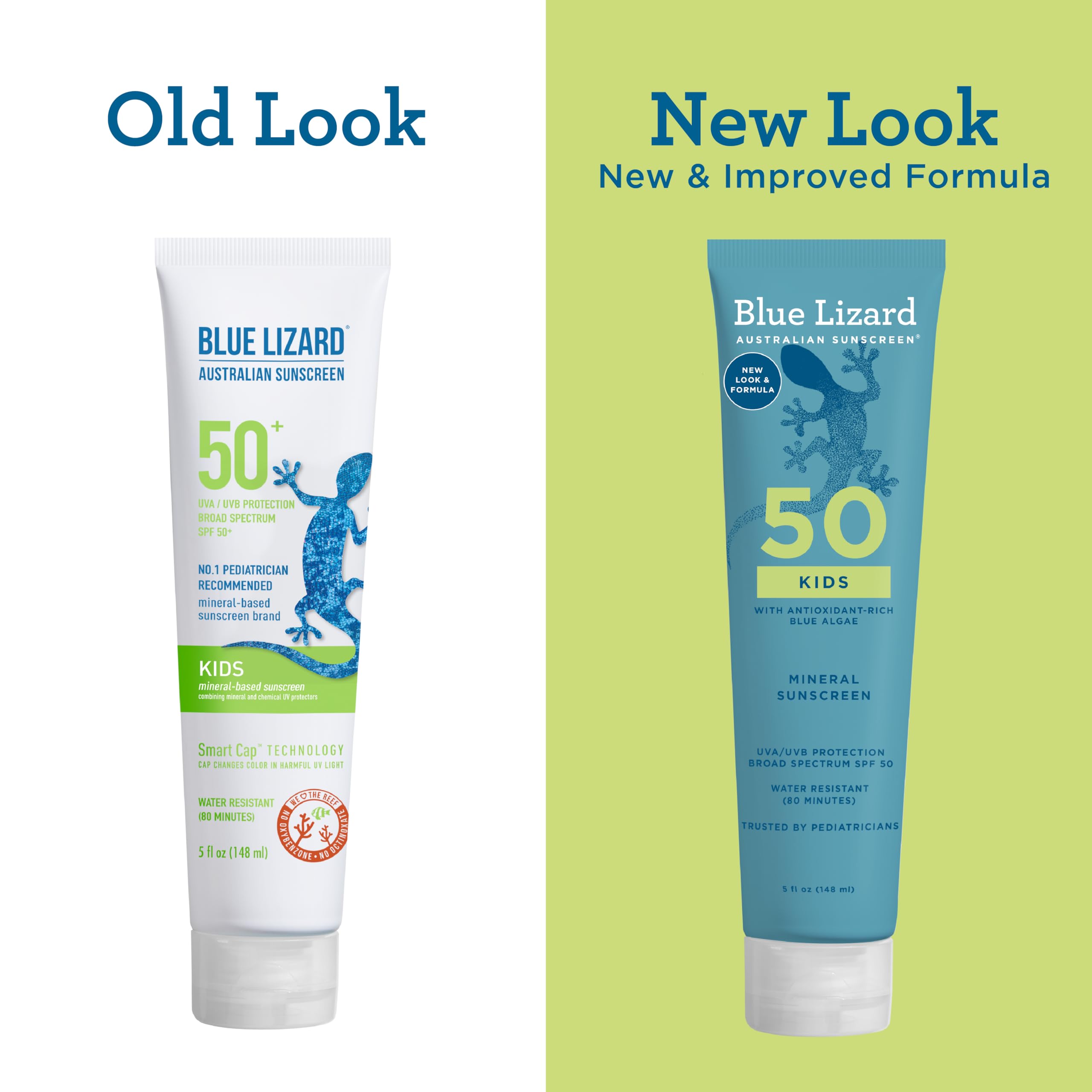 Blue Lizard Kids Mineral SPF 50 smart-cap color-change: reminder to stay sun safe.