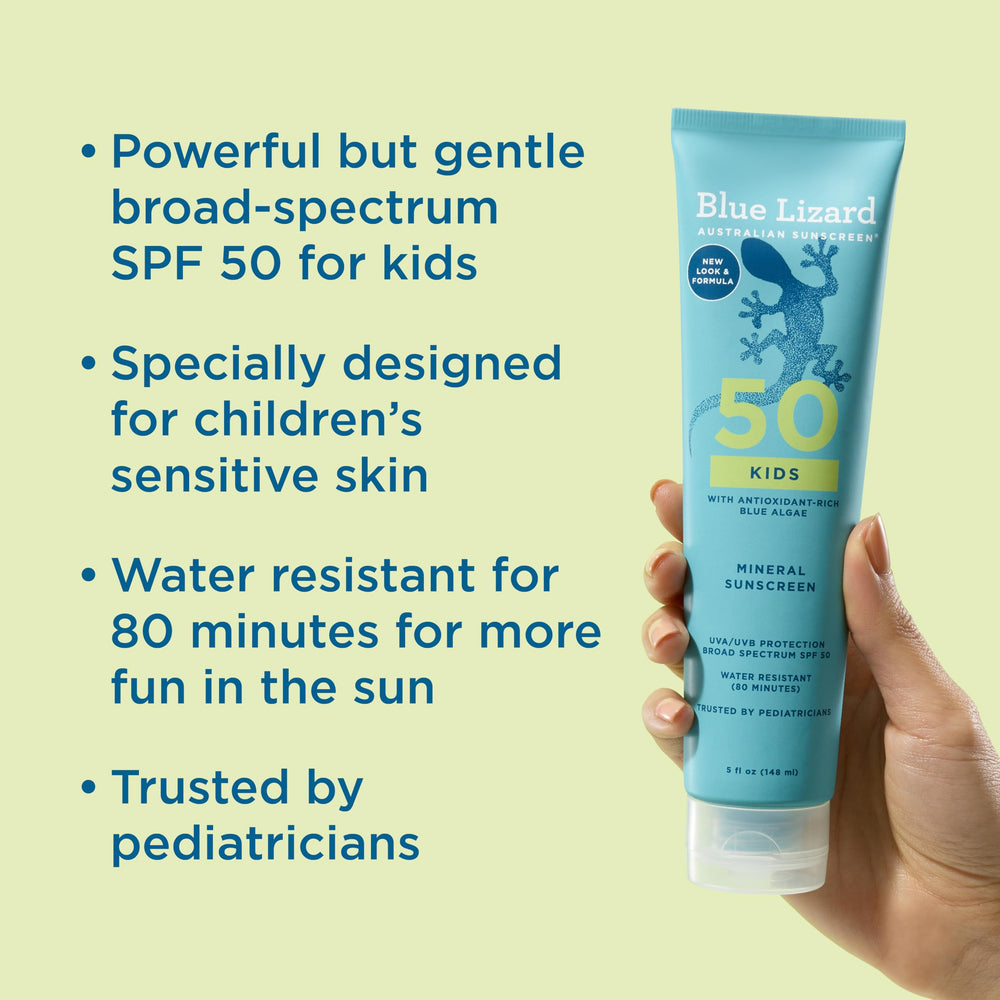 Blue Lizard Kids Mineral SPF 50 spread-on-skin: broad-spectrum coverage during sunny adventures.
