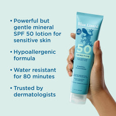 Blue Lizard Sensitive Mineral SPF 50 reef-friendly cap close-up for ocean-safe sunscreen