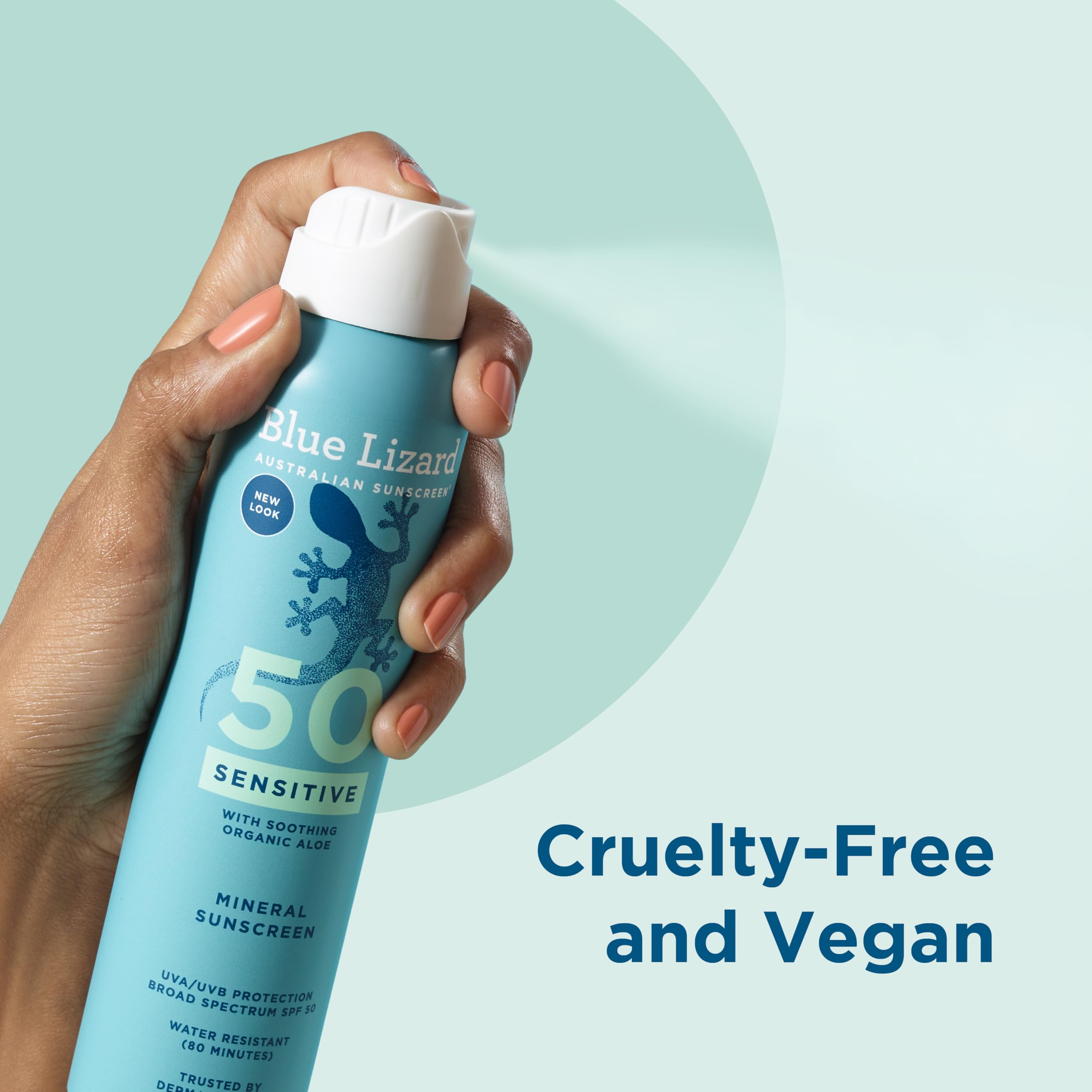 Blue Lizard Sensitive SPF 50 spray dries clear with no greasy residue.