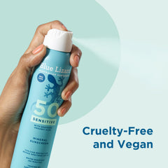 Blue Lizard Sensitive SPF 50 spray dries clear with no greasy residue.
