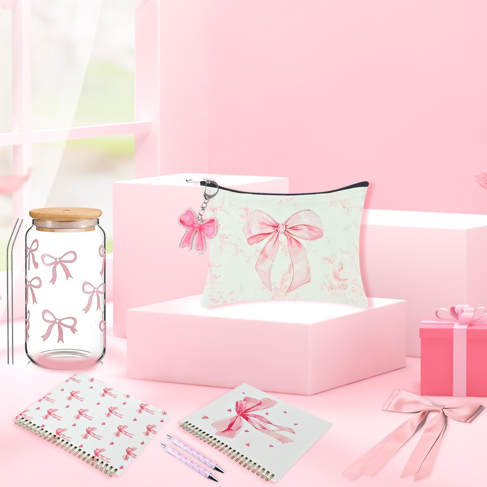 BlueRaying Coquette pink bow cup with straw for durable daily sipping