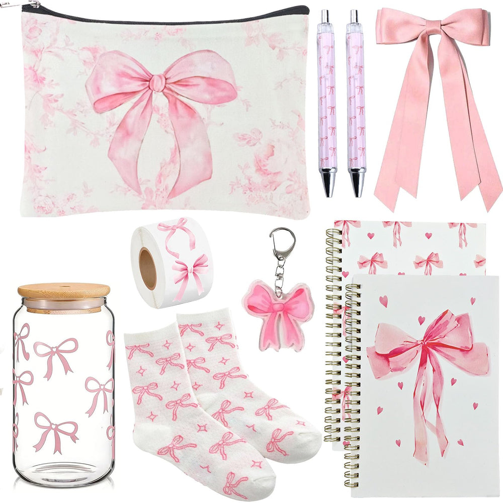 BlueRaying Coquette pink bow makeup bag with zipper keeps cosmetics organized on the go