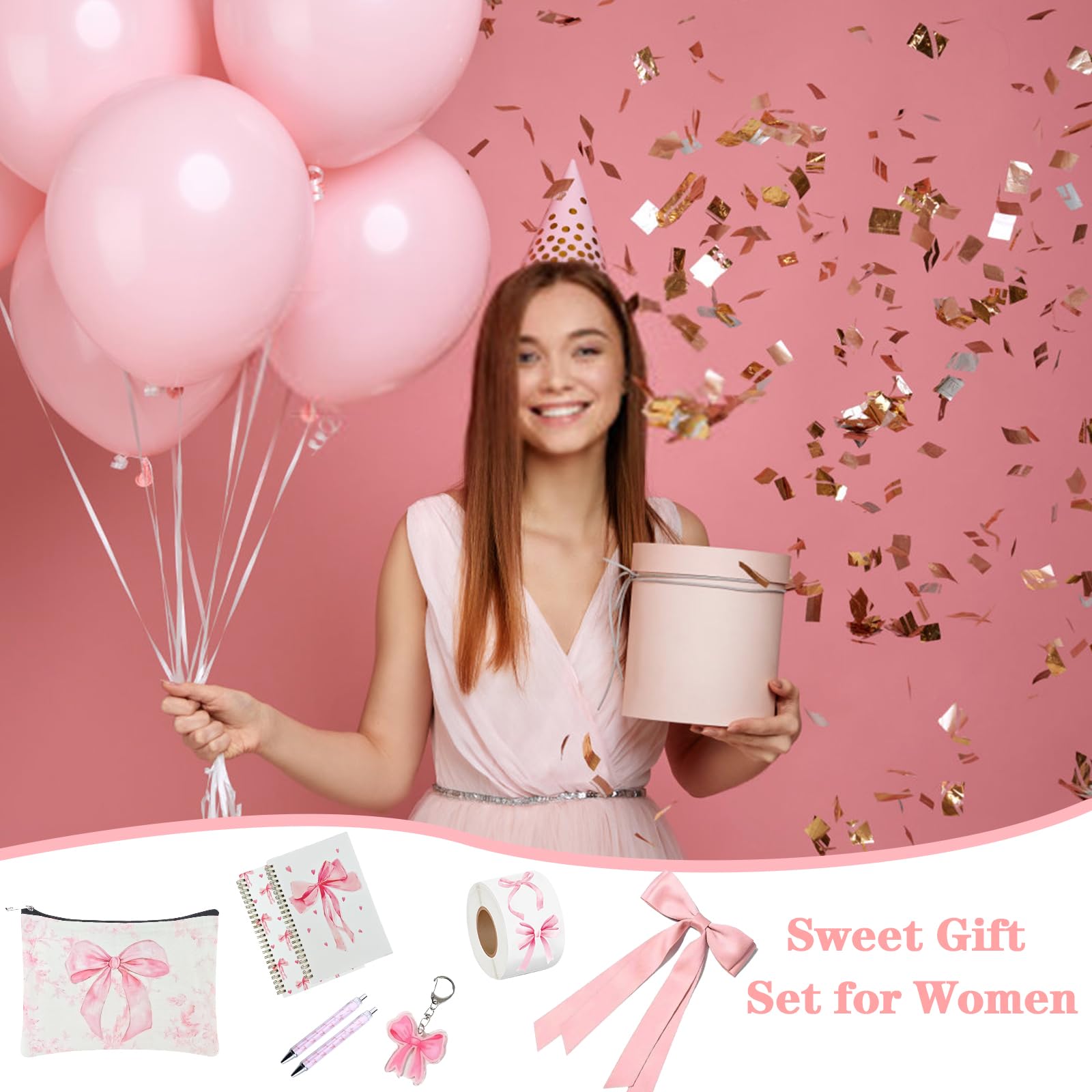 BlueRaying Coquette pink bow sticker roll for decorative accents