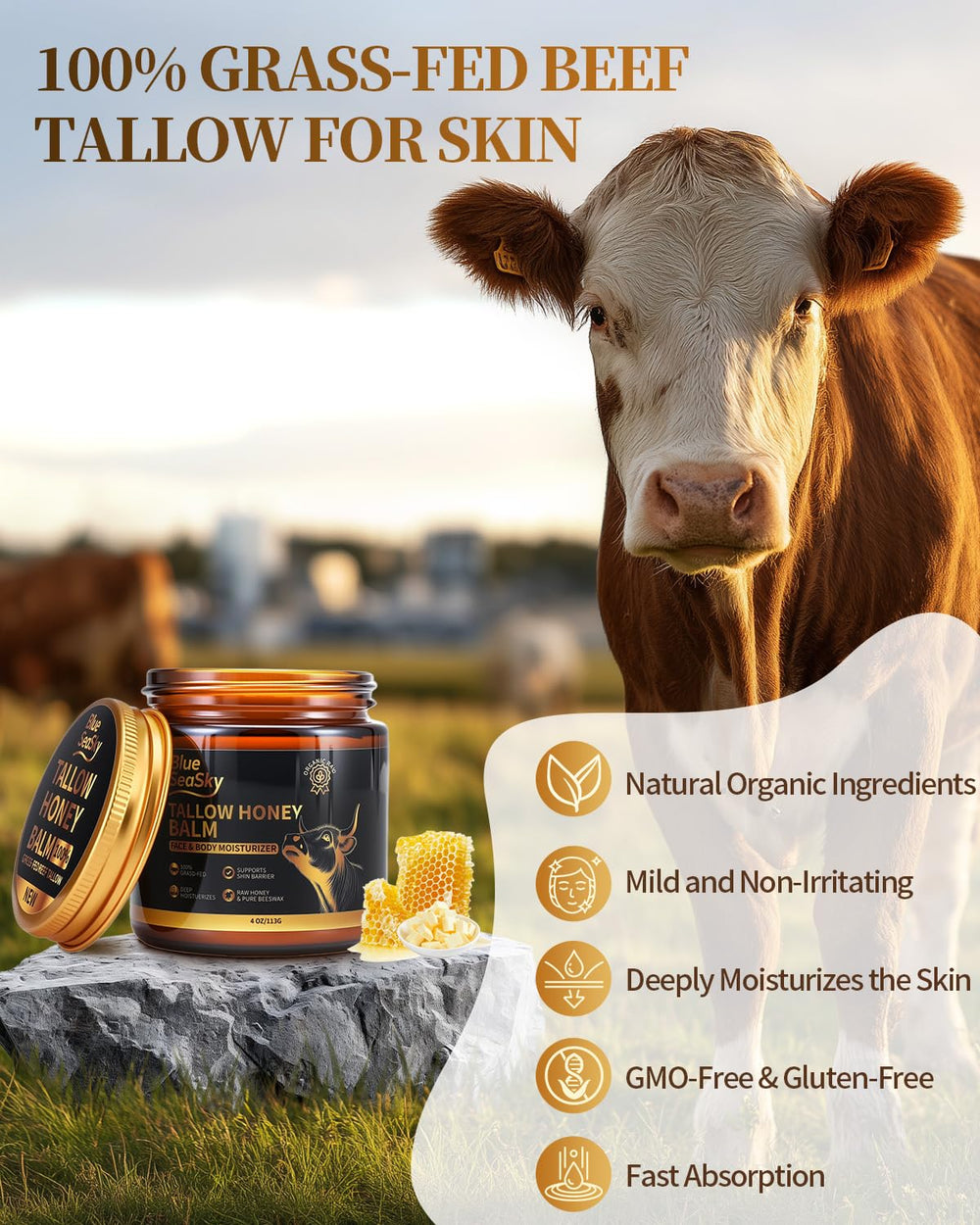 Blue Sea Sky barrier-friendly balm supports rosacea or eczema-prone areas.