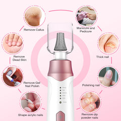 Blue Sea Sky nail drill pink side view highlighting portability.