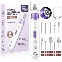 Blue Sea Sky professional nail drill with LED front view for precise shaping.