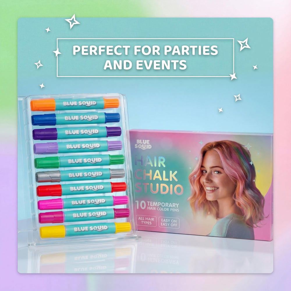 Blue Squid hair chalk works on all hair types and tones for versatile looks