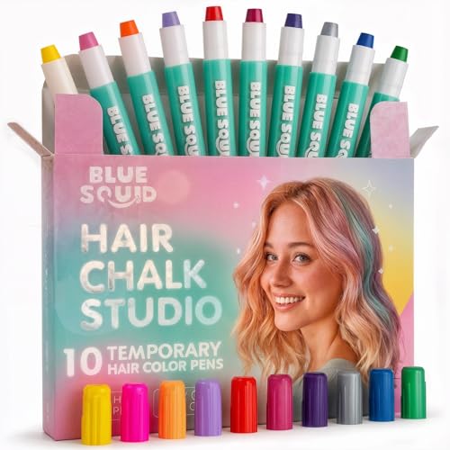 Blue Squid hair chalk pens pack with ten colors for playful color variety