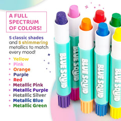 Blue Squid twist-application chalk pen demonstrates easy, mess-free color at home