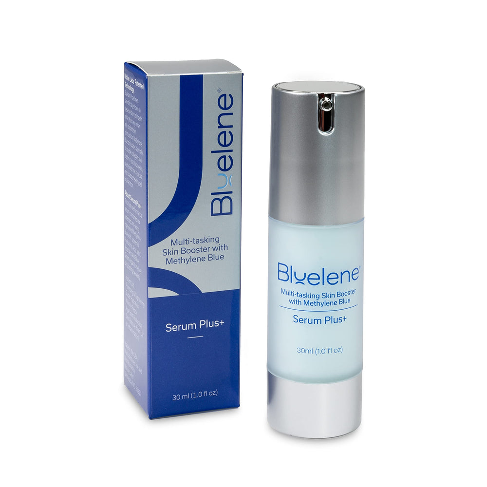 Bluelene Serum Plus+ dispensed pump showing easy application and hydration