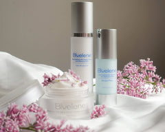 Bluelene Serum Plus+ on-skin glow illustrating youthful hydration and radiance