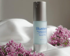 Bluelene Serum Plus+ packaging shot emphasizing clean, sensitive-skin friendly formula