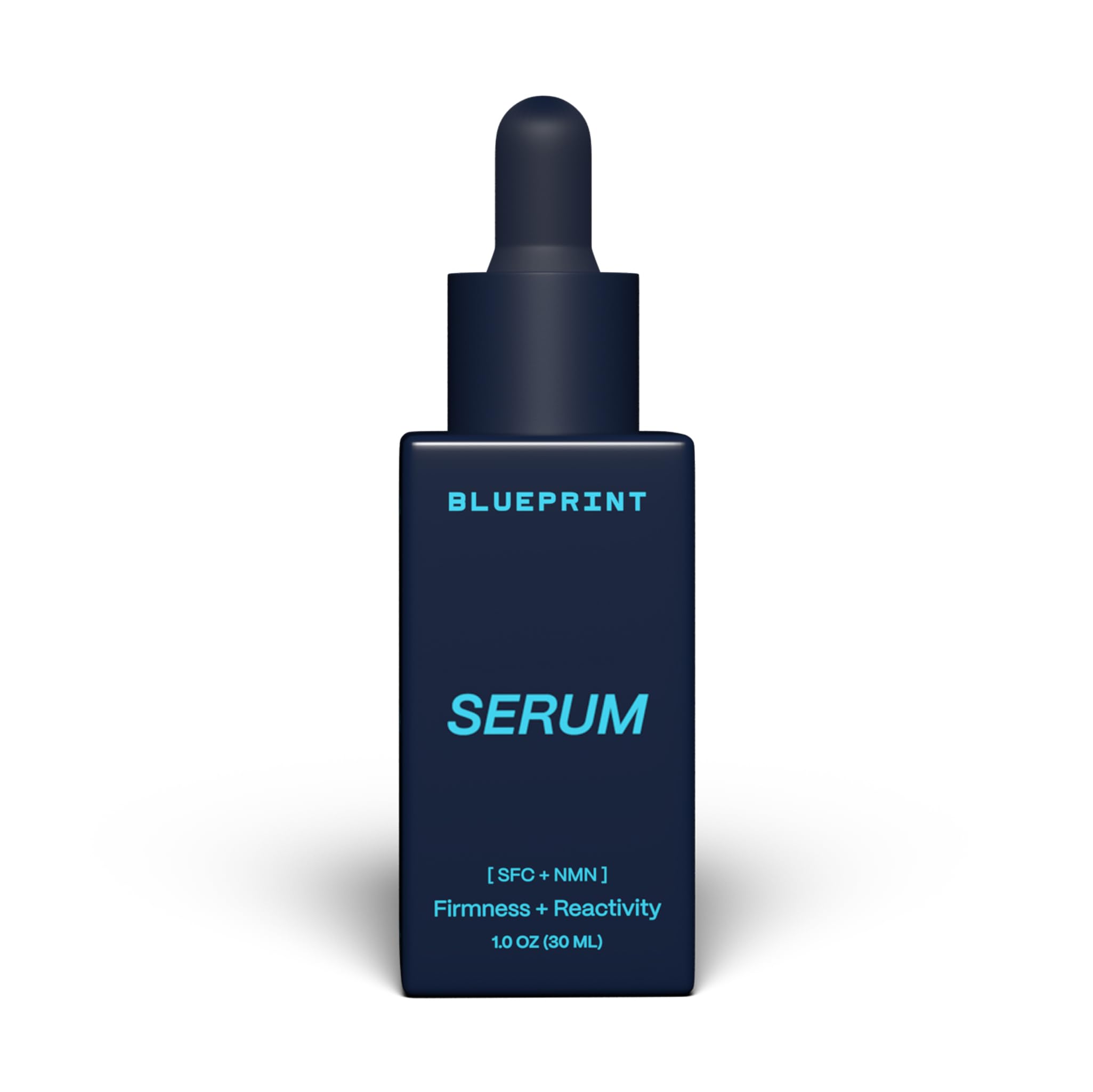 Blueprint Bryan Johnson serum bottle closeup for premium packaging and radiant-looking skin