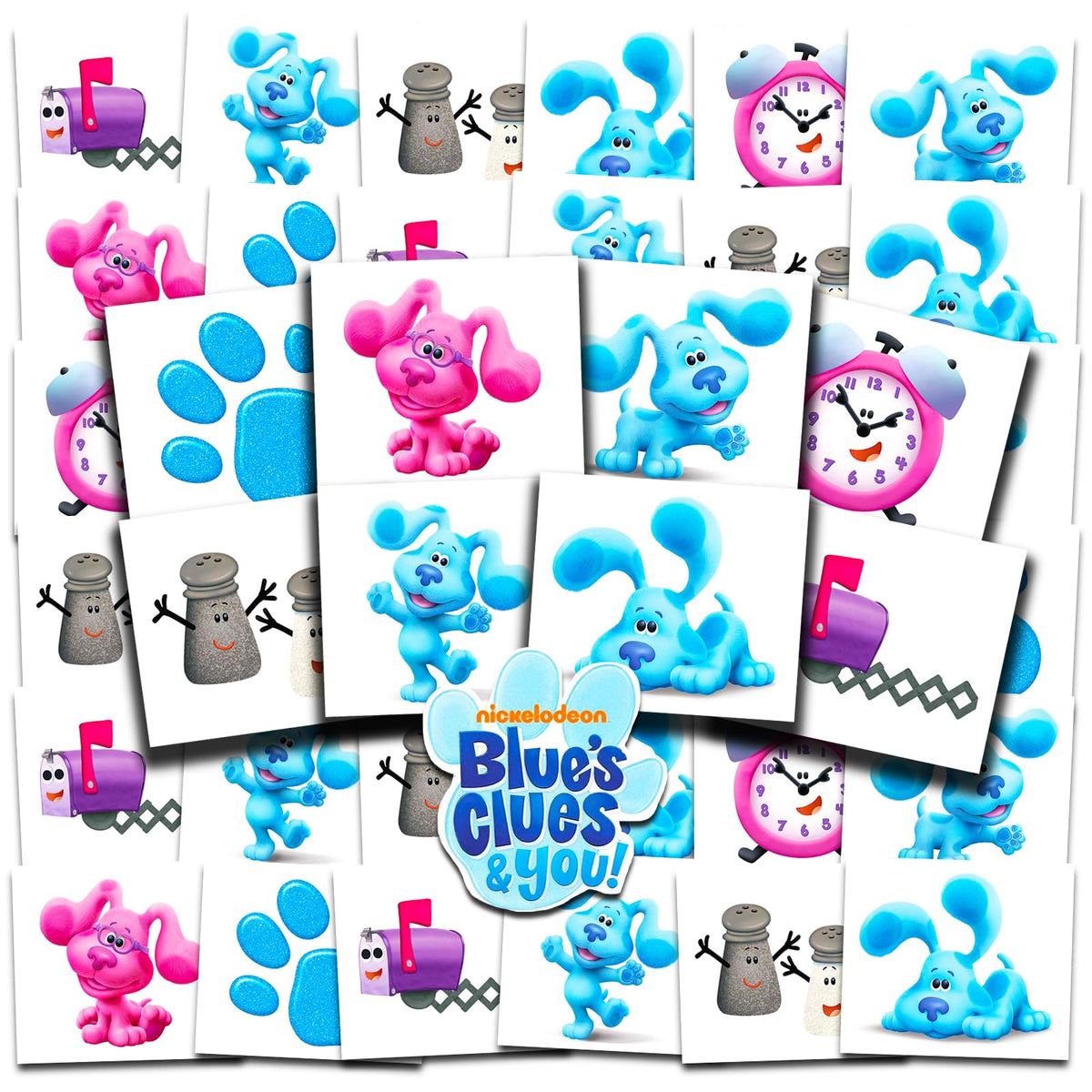 Blue's Clues tattoos perforated sheets simplify party favors and quick gifting.