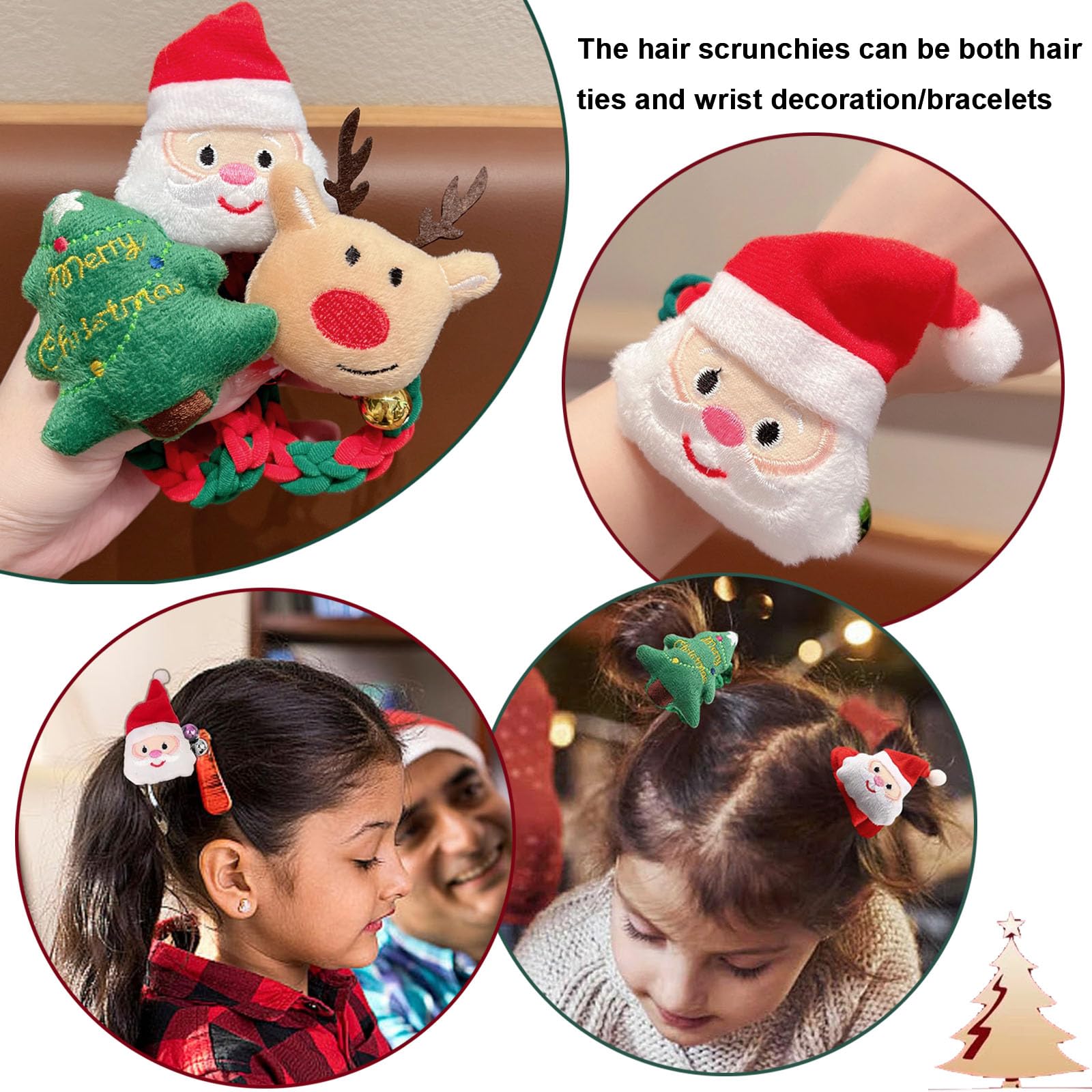 BlueZOO Christmas scrunchies tree design ideal for holiday hairstyles.