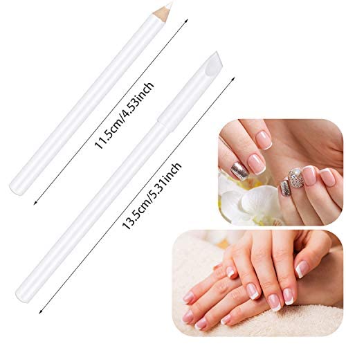 Blulu 3-piece white nail pencil set closeup highlights compact, portable design for DIY French tips.