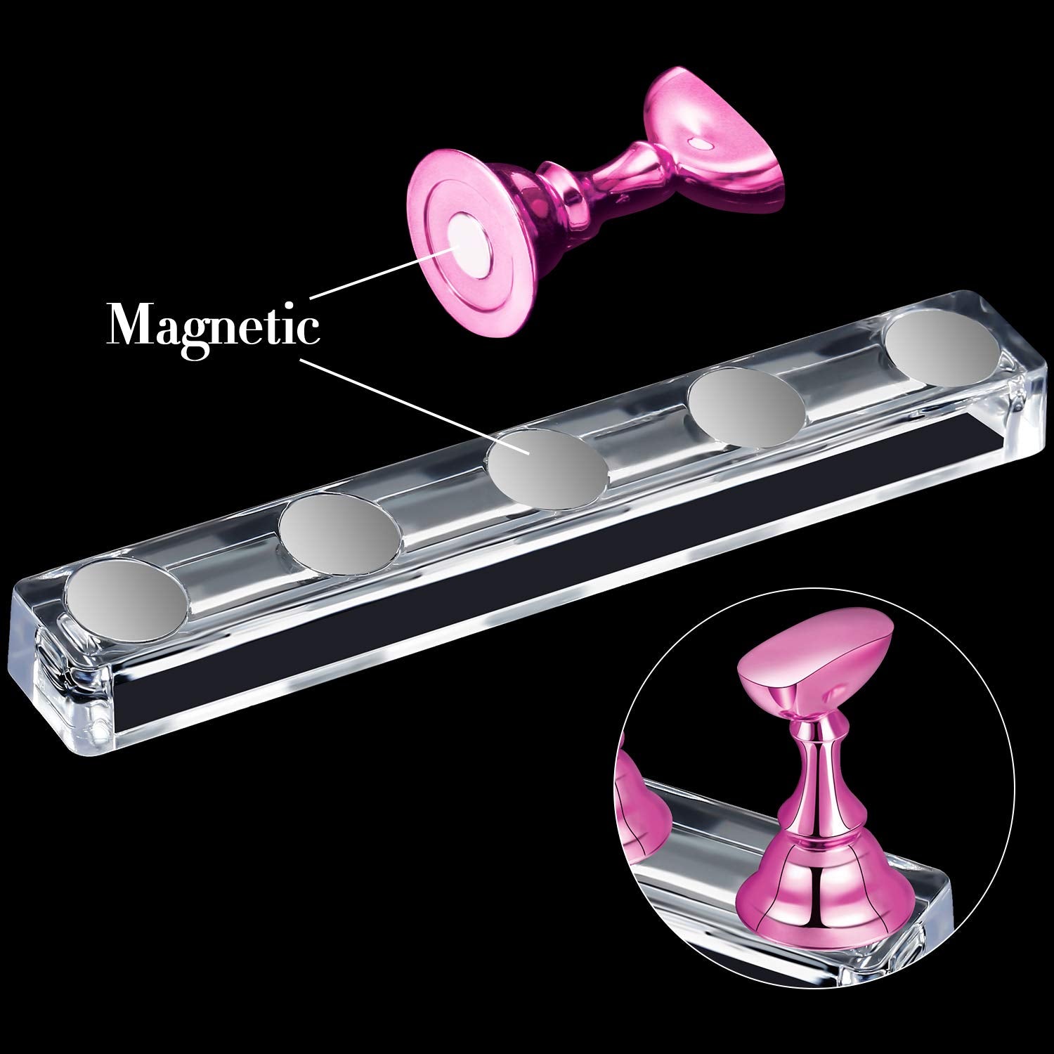Blulu acrylic display stand highlights magnets for easy, eye-catching nail art demonstrations.