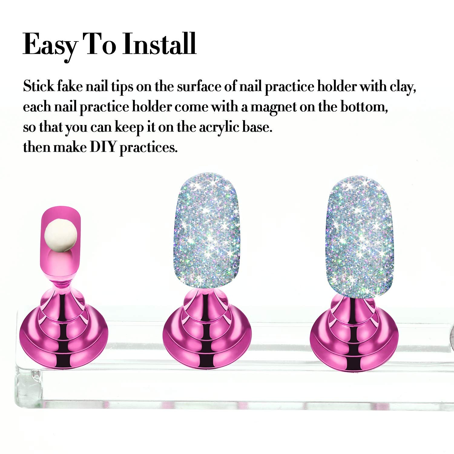 Blulu 6 sets durable lightweight stand ideal for on-the-go nail art training.