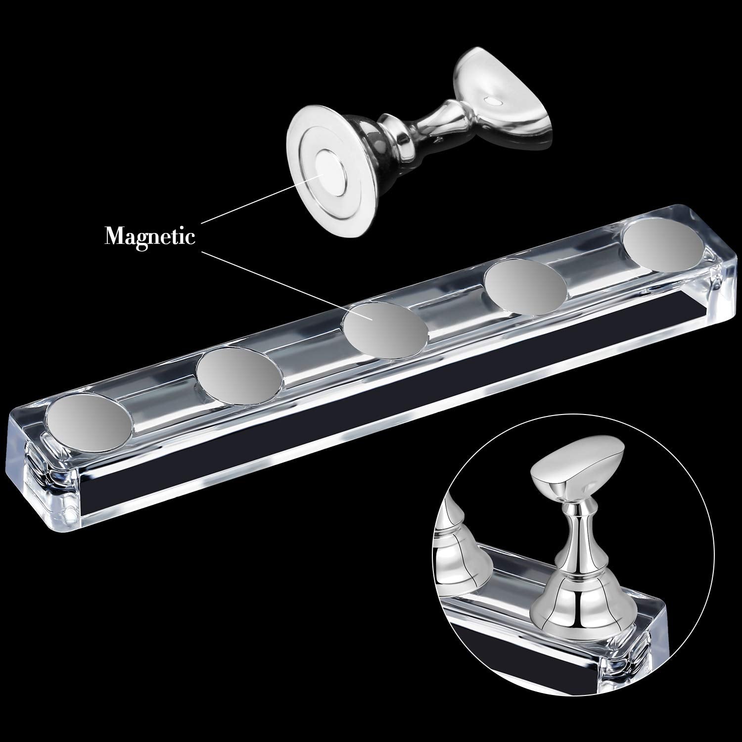 Blulu magnetic nail tip holder with crystal base for precise placement.
