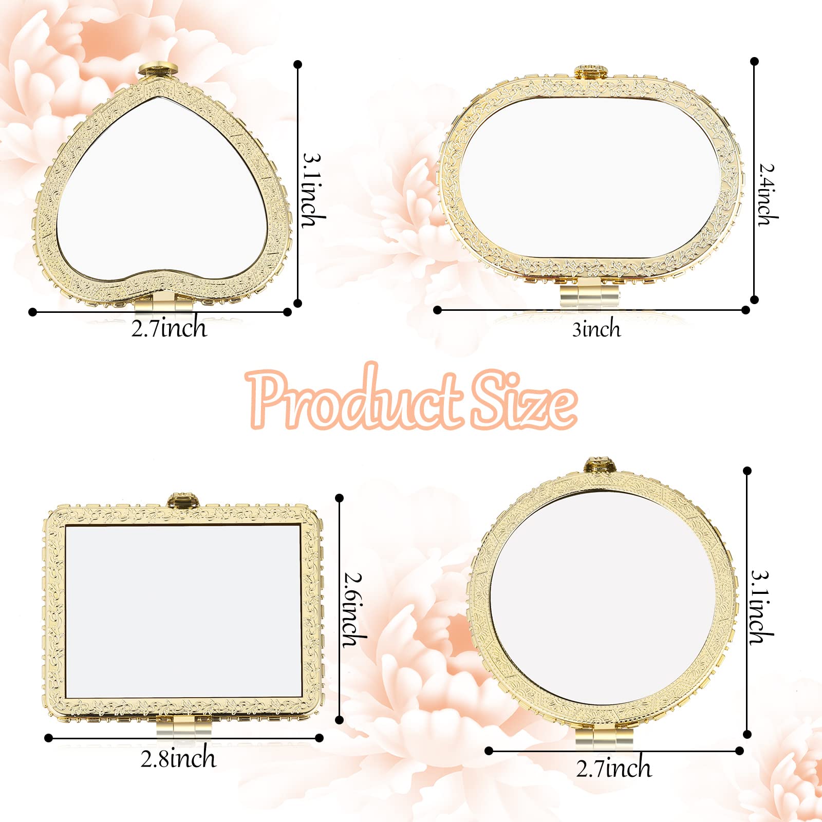 Blulu travel makeup mirror pocket gold edge—slim and sturdy for trips.