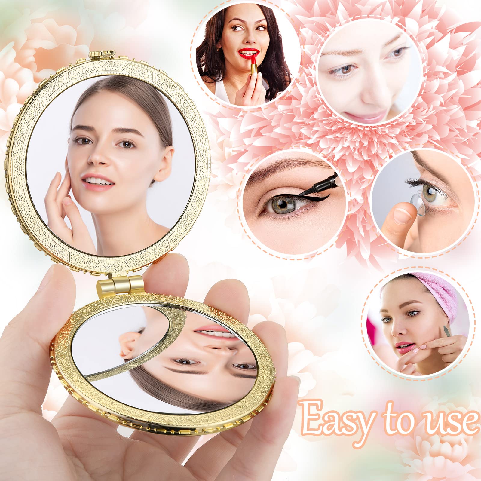 Blulu wedding makeup mirror gift pack gold edge for guests.