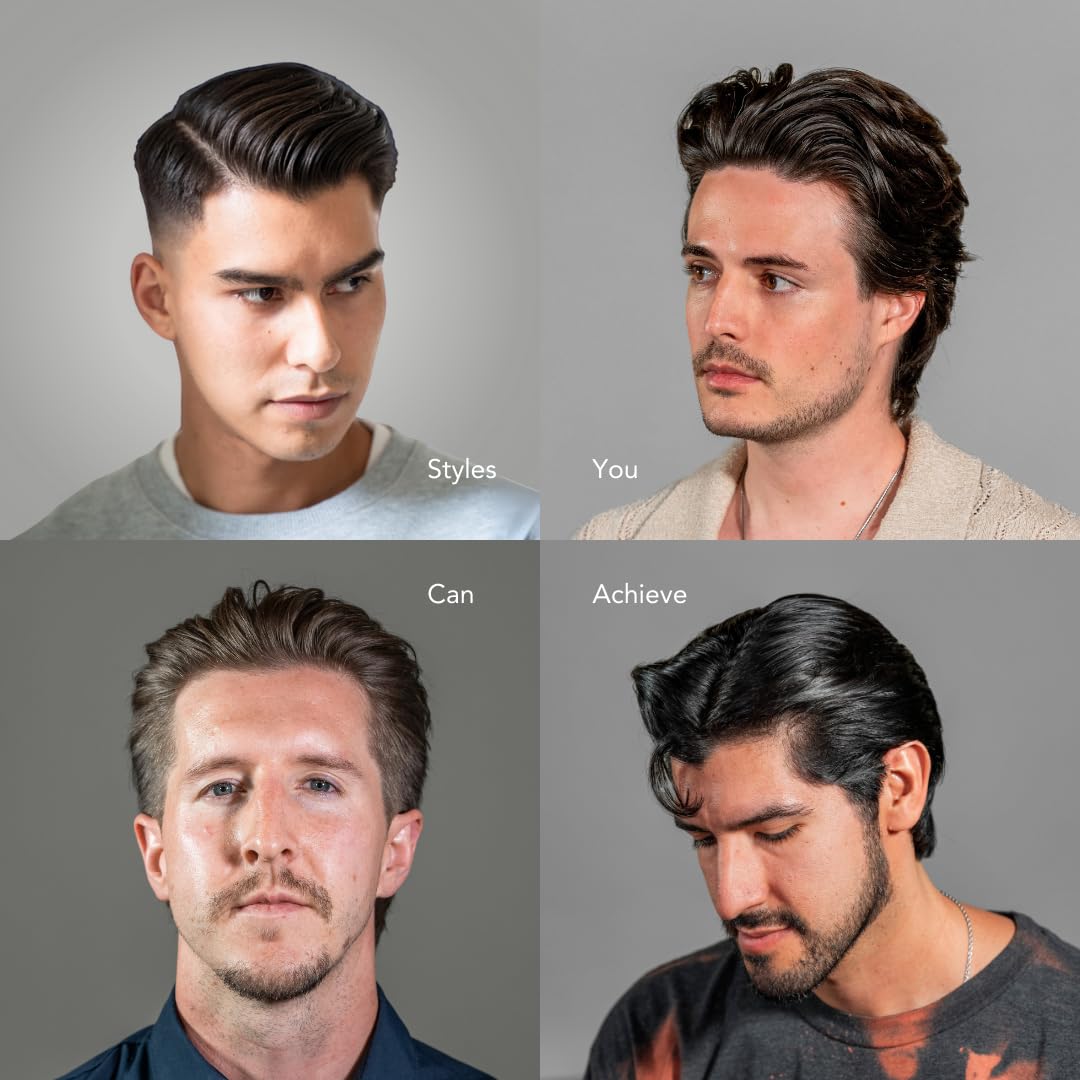 BluMaan Hydrating Pomade slick-back style delivers durable form with a low glow.
