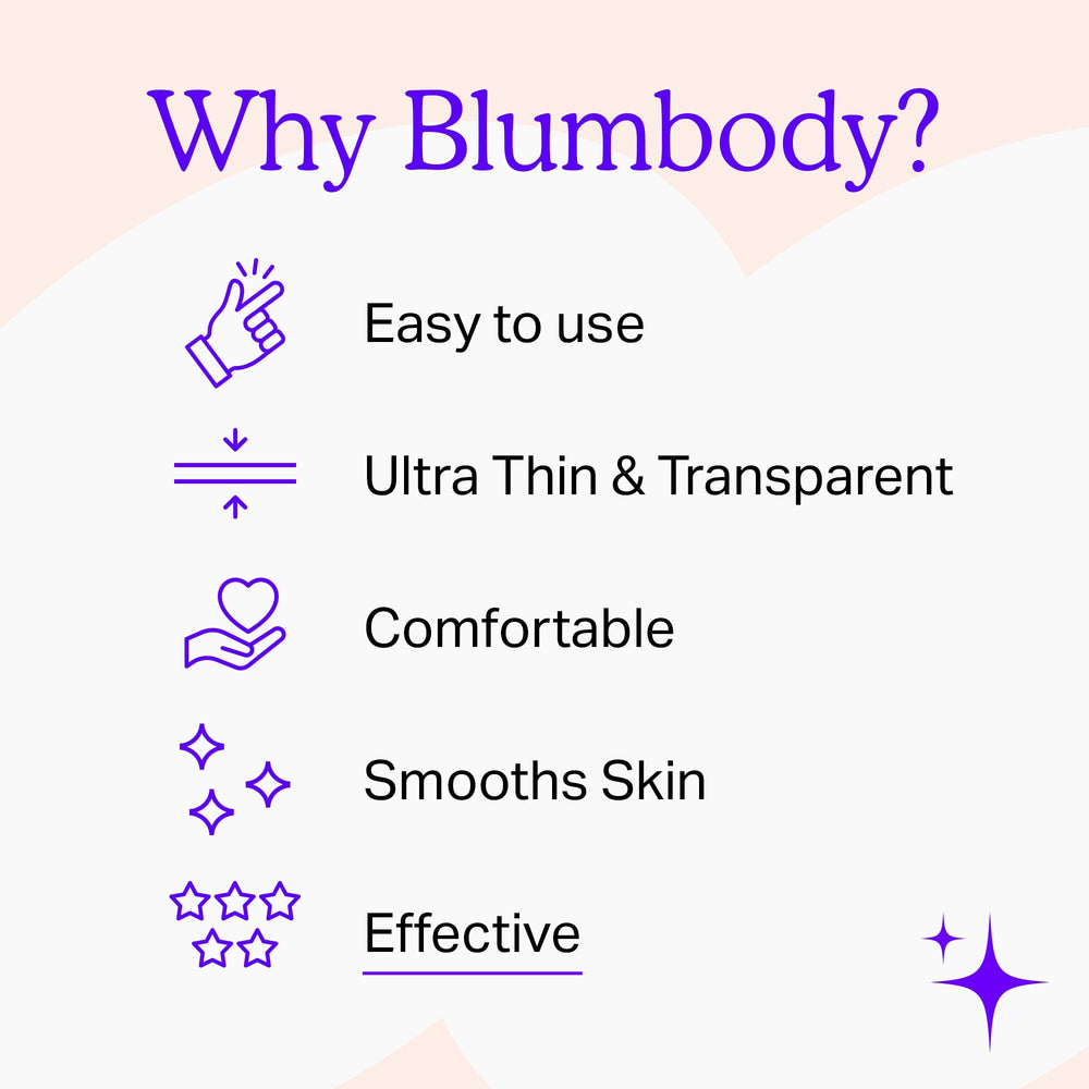 BLUMBODY clear patches on forehead—nearly invisible during wear
