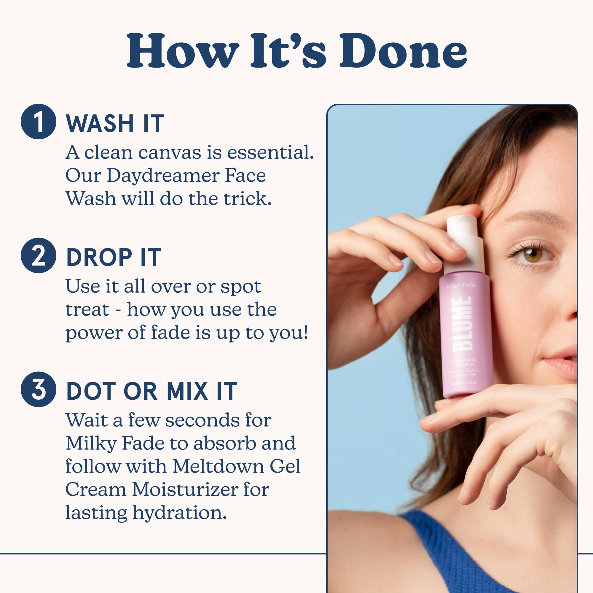 Applying Milky Fade on the cheek for gentle brightness and glow.